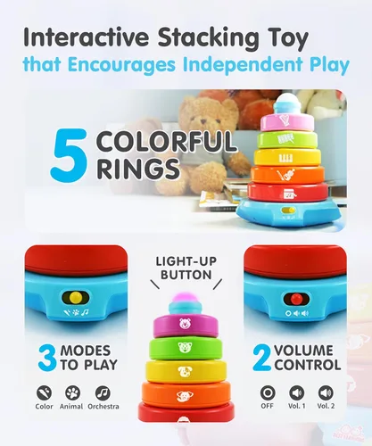 Miniatura 4 de BEST LEARNING Stack & Learn - Juguete apilable de actividades educativas de desarrollo para bebés de 6 o 9 meses en adelante Regalo de cumpleaños