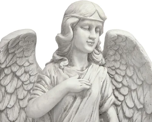 Miniatura 11 de Alpine Corporation 79 cm de alto Estatua de ángel para interior/exterior Arte de jardín Decoración, gris claro 31 pulgadas de alto - Ángel gris claro