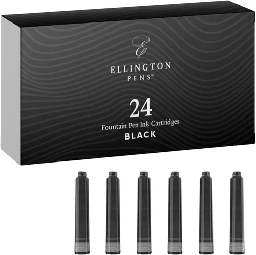 Miniatura 8 de Ellington Pens Paquete de 24 repuestos de tinta para pluma estilográfica azul y negro, cartuchos de tamaño estándar internacional, tinta para pluma