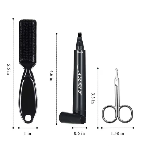 Miniatura 8 de Relleno de lápiz de barba para hombres, a prueba de sudor, resistente al agua, de larga duración y acabado natural, forma de reparación de bigote