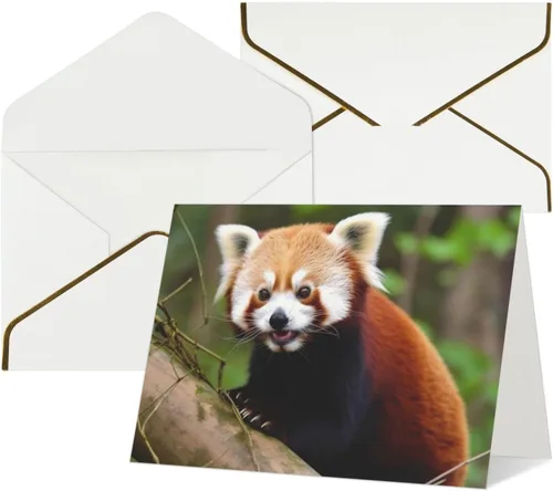 Miniatura 11 de Tarjetas de felicitación con sobres, tarjeta de felicitación con sobres, tarjeta de felicitación de Little Panda rojo en blanco para todas