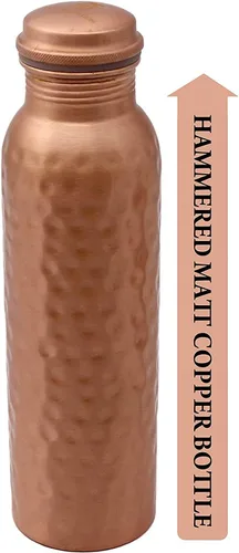 Miniatura 2 de Kamas Home Collection Botella de agua de cobre 100% puro hecha a mano Recipiente de agua de cobre extra grande de 34 onzas de 1 litera – Botella