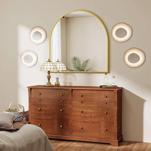 Miniatura 21 de VooBang Arched Wall Mirror, 26 x 28 inch Arch Bathroom Mirror, Wall Mounted Vanity Mirror with Arch Metal Frame, Modern Bathroom Vanity Mirror for