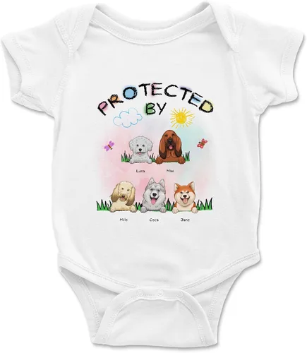 Miniatura 9 de Gossby Enterizo personalizado para bebé niña niño – Regalo personalizado ropa de bebé con diseño de perro – 0-24 meses – 4