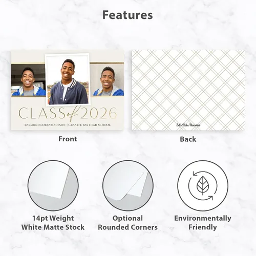 Miniatura 3 de Let's Make Memories Anuncios de graduación personalizados para clase de 2026 o cualquier año, invitaciones de calidad premium, 5 x 7, tarjetas