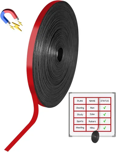 Miniatura 9 de Magnetic Tape Roll, 30ft x 1/4 Inch Magnet Tape for Whiteboard, Reusable Magnetic Whiteboard Borders & Dividers for Classroom, Office, Art (Black)