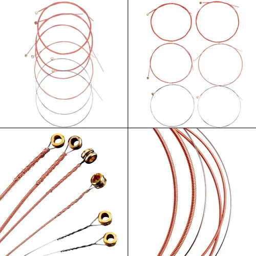 Miniatura 2 de Bememo 2 juegos de 6 cuerdas de repuesto de acero para guitarra acústica (amarillo y multicolor)