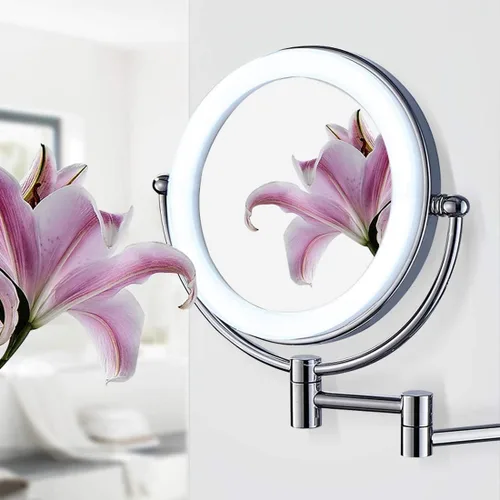 Miniatura 8 de Wall Mounted Lighted Vanity Mirror 8 Inch 1X/10X Magnifying Makeup Mirror Bathroom Magnifying Mirror Double Sided Swivel, Shaving Mirror Chrome