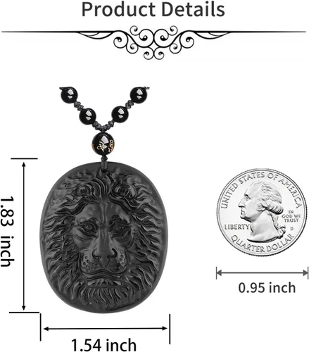 Miniatura 6 de ASGIFT Collar de la suerte de obsidiana, dije de protección de amuleto de piedra de poder con cadena de cuentas ajustable, cristal curativo, regalo