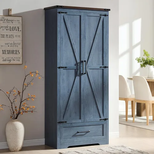 Miniatura 11 de Gabinete de despensa de cocina estilo granja - Gabinetes de almacenamiento de cocina de madera de 72" de alto con estantes ajustables y 2 puertas