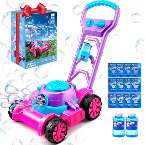 Miniatura 9 de SLOOSH - Cortacésped de burbujas para niños pequeños - Máquina de burbujas a prueba de derrames, juguete de juego de jardinería simulada para niños