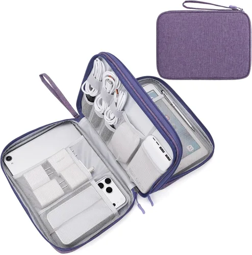 Miniatura 20 de FYY Organizador para accesorios electrónicos, para viajes, para cables, celular y cargadores, estuche portátil, impermeable, doble capa, bolsa