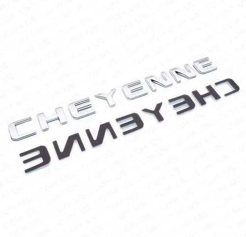 Miniatura 2 de Paquete de 2 emblemas de placa de identificación de Cheyenne, insignia 3D, insignia de guardabarros para puerta trasera, logotipo de camión