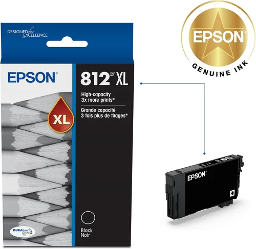 Miniatura 2 de EPSON 812 DURABrite Ultra Ink Cartucho negro de alta capacidad (T812XL120-S) funciona con Workforce Pro WF-7310, WF-7820, WF-7840, Workforce