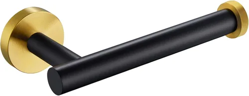 Portarrollos para papel higiénico, APLusee colgador de acero inoxidable de medio abierto redondo, almacenamiento de pared para baño o cocina (Negro