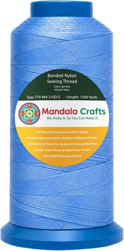 Miniatura 284 de Mandala Crafts - Hilo de nailon para coser cuero, tapicería, mezclilla y para trenzar el pelo; resistente, 1500 yardas, tamaño 69 T70 Marrón