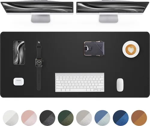 Miniatura 48 de Tapete protector para escritorio y mouse, antideslizante, de piel sintética, tapete impermeable de escritura para laptop, para oficina y hogar