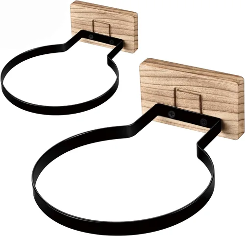 Miniatura 24 de Soporte de pared para baloncesto VIVTOB, soporte de pared para pelota de 7 pulgadas con base de madera maciza de nogal negro y anillo de metal
