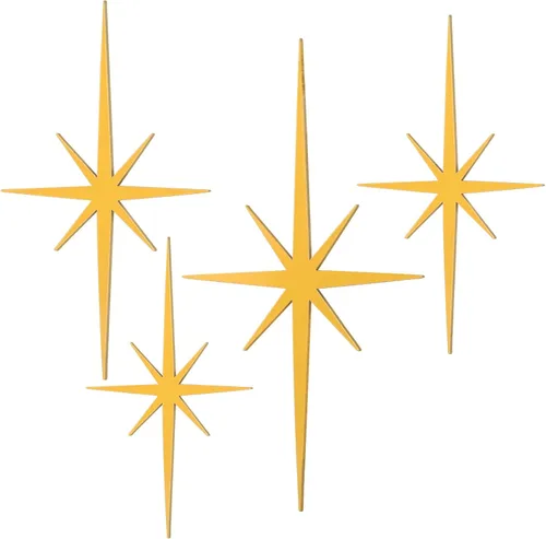 Miniatura 14 de Blulu 4 piezas de decoración de pared de hierro fundido con forma de estrella de Starburst, decoración de metal de mediados de siglo moderno, Gris