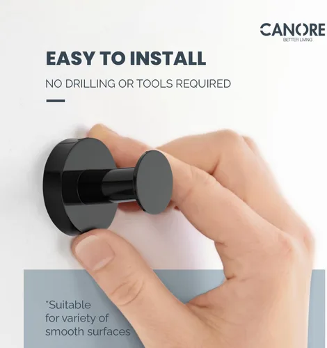 Miniatura 3 de Ganchos de pared adhesivos fuertes, para pegar en el baño, cocina, gancho para toallas, juego de 2 ganchos de metal negro, soporte para toallas