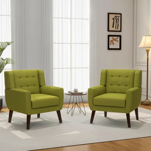 Miniatura 27 de Silla decorativa, sillas de tela moderna de mediados de siglo con brazos para sala de estar, cómodo sillón tapizado para dormitorio, sala de espera