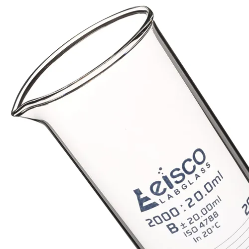 Miniatura 3 de EISCO Cilindro graduado, 67.6 fl oz - Tolerancia clase B ± 0.7 fl oz - Base hexagonal - Graduaciones azules - Borosilicato 3.3 Glass Labs