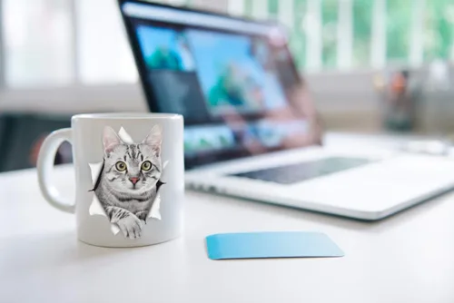 Miniatura 4 de Winston & Bear Bonita taza de café de cerámica con diseño de gatito gris, regalo para los amantes de los perros, mamá y papá, regalo perfecto