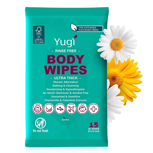 Toallitas corporales (1 paquete) 15 toallitas de ducha extra gruesas XL para baño de adultos, campamento, viajes, gimnasio, enfermería, automóvil,