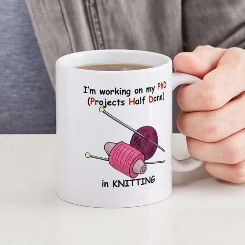 Miniatura 6 de CafePress Knitting Phd (Projects Half D Mug 11 oz (11.0 fl oz) Taza de café de cerámica