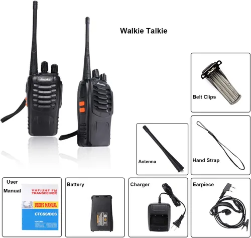 Miniatura 7 de Walkie Talkies Radios bidireccionales recargables de largo alcance de 16 canales con batería y cargador para auriculares (paquete de 3)