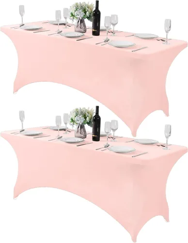 Miniatura 67 de Mantel de elastano para mesas de 4, 6 u 8 pies, mantel elástico universal ajustable para fiestas, banquetes, bodas y eventos - Verde manzana