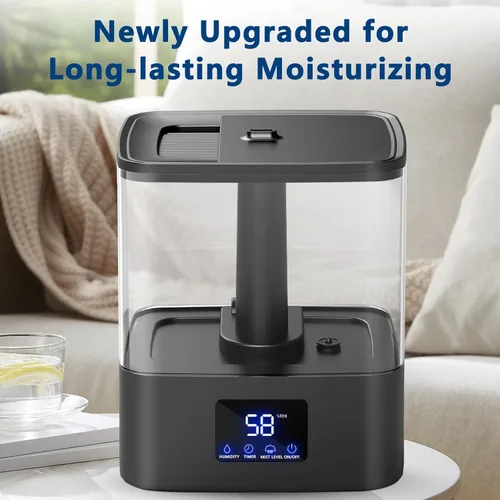 Miniatura 5 de KZF Humidificadores de llenado superior de 4 L para dormitorio y tiempo de funcionamiento de 60 horas, humidificador de niebla fría, 3 niveles