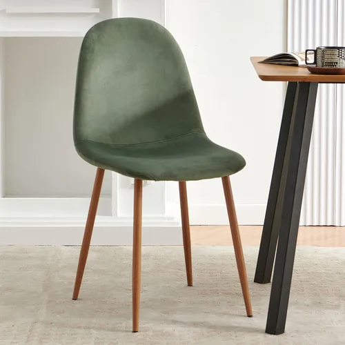 Miniatura 9 de Juego de 4 sillas de comedor de terciopelo, color verde salvia, modernas, tapizadas, de tela, sin brazos, para cocina pequeña, sala de estar