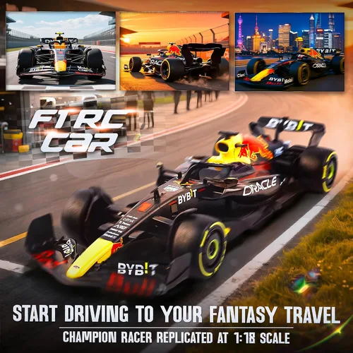 Miniatura 4 de BEZGAR Auto de control remoto F1 - Auto de juguete Rb18 con licencia oficial, vehículo modelo 1:18, RC de carreras F1 de 2.4GHz para niños, niñas