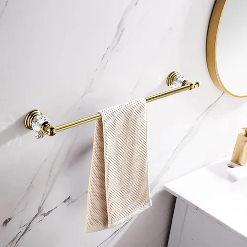 Miniatura 9 de WINCASE Barra de toalla dorada, soporte de toalla de cristal ajustable, rieles de toalleros individuales con acabado dorado montados en la pared Oro