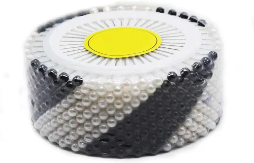 SYHL Alfileres de costura redondos con cabeza de perla, pasadores rectos, 1.5 pulgadas, 480 unidades (negro y blanco)