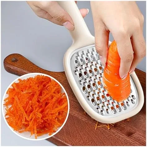 Miniatura 3 de Rallador de cocina de acero inoxidable con mango ergonómico, rallador de queso colgante y zester para cortar sin esfuerzo y fácil de limpiar (beige)