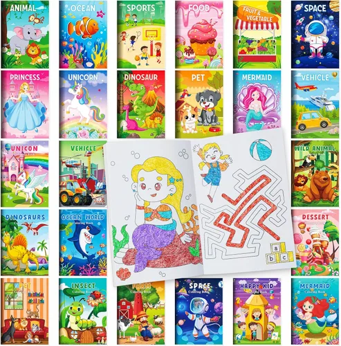 Miniatura 8 de BenLouis Libros para Colorear Recuerdos de Fiesta a Granel Mini Libros para Colorear para Niños de 4-8-12 Años Pequeños Libros de Actividades