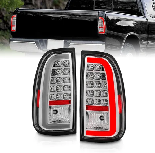 Miniatura 2 de AmeriLite Para Toyota Tundra Standard 2000-2006 Par de luces traseras de freno de repuesto cromadas de tubo LED tipo C de cabina de acceso, lado