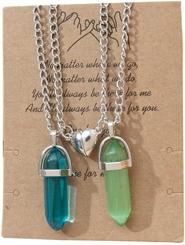 Miniatura 3 de Collar magnético de corazón dividido a juego para parejas, colgante de atracción mutua de cristal, regalo de joyería de amistad para mejores amigos