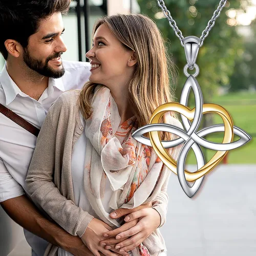 Miniatura 74 de FLYOW Collar con colgante de nudo celta de plata de ley 925 de buena suerte irlandés para mujer, regalo de cumpleaños y graduación