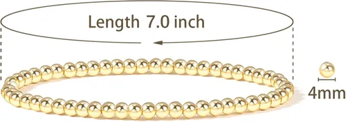 Miniatura 2 de Elegance 11 designs 14K Gold Plated Bead Ball Bracelet Stretchable Elastic Gold Beaded Bracelets for Women