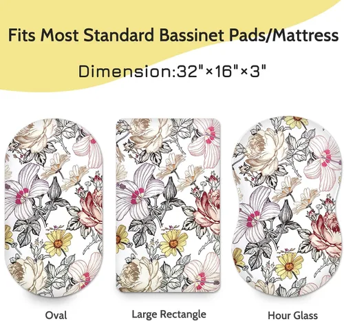 Miniatura 2 de Sábana de moisés, algodón jersey para bebé, niño/niña, sábanas bajeras flexibles para la mayoría de colchones de moisés Boho floral