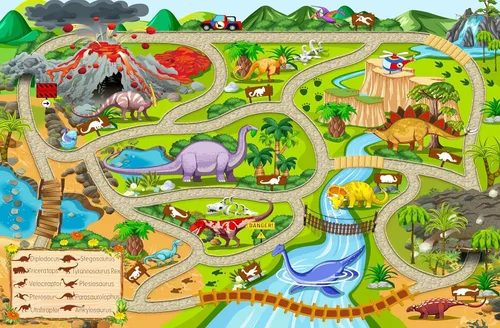 Miniatura 10 de Booooom Jackson Alfombra de Dinosaurio para Niños, Alfombra Prehistórica de Dinosaurio de Poliéster con Respaldo de Látex Antideslizante, Alfombras