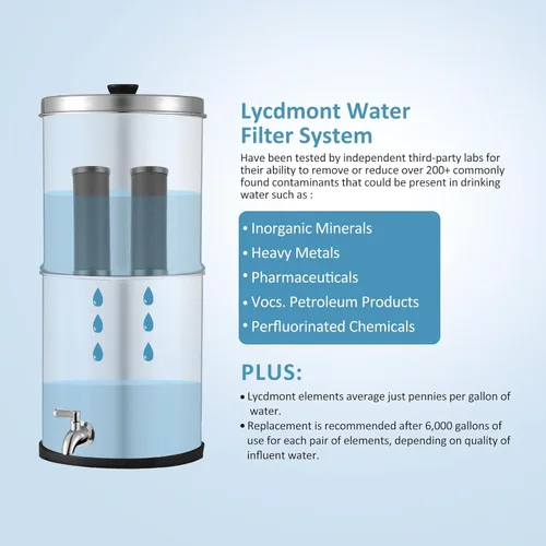 Miniatura 5 de Sistema de filtro de agua por gravedad de ultrafiltración de 2.25 G, sistema de encimera de acero inoxidable 304 con 2 filtros de carbono y soporte
