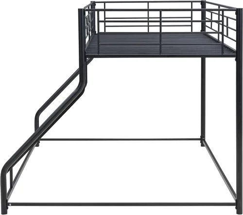 Miniatura 5 de Favfurish Litera de Metal de Piso Twin XL sobre Queen con Escaleras Inclinadas y Barandillas de Seguridad para Dormitorio, Habitaciones de Negro