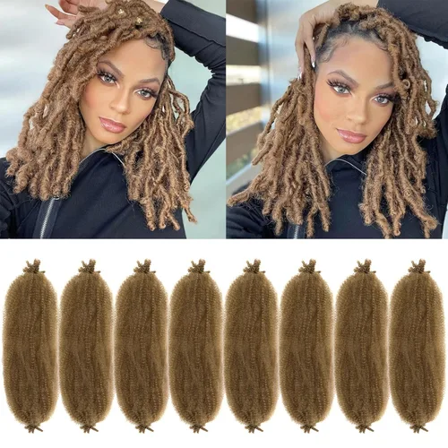 Miniatura 29 de Cabello Rizado Afro Elástico 8 Paquetes Cabello Trenzado Marley Twist Cabello Spring Twist Pre-Separado para Locs Falsos Cabello de Ganchillo Kinky