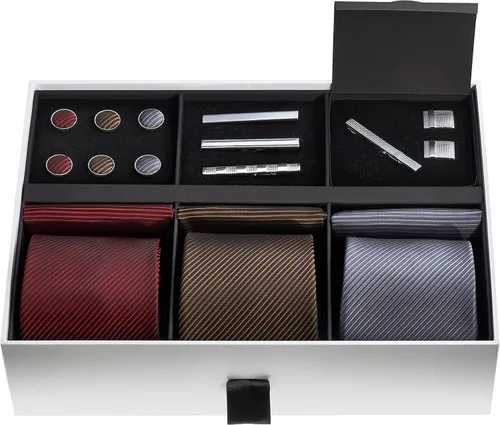 Miniatura 11 de Juego de corbata de regalo para hombre, corbata sedosa, bolsillo cuadrado, clips de corbata, gemelos para hombres