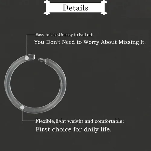 Miniatura 4 de Retenedores de oreja de plástico unisex antialérgicos, anillos de nariz transparentes de calibre 20-16, con hebilla, cómodos e hipoalergénicos