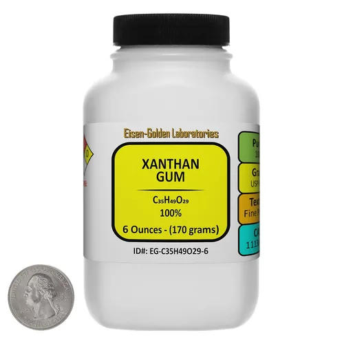 Xantano Gum [C35H49O29] 100% USP Polvo de grado alimenticio 6 onzas en una botella